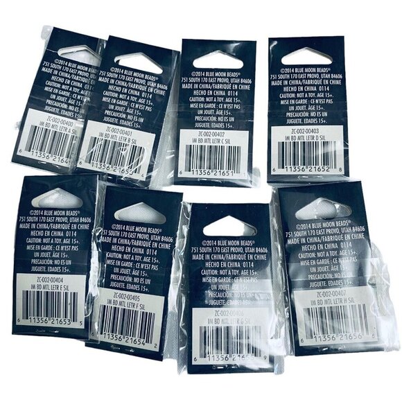 Jewelry Initial Beads Silvertone 17 Letters Set by Blue Moon Crafts Components N - Picture 4 of 7